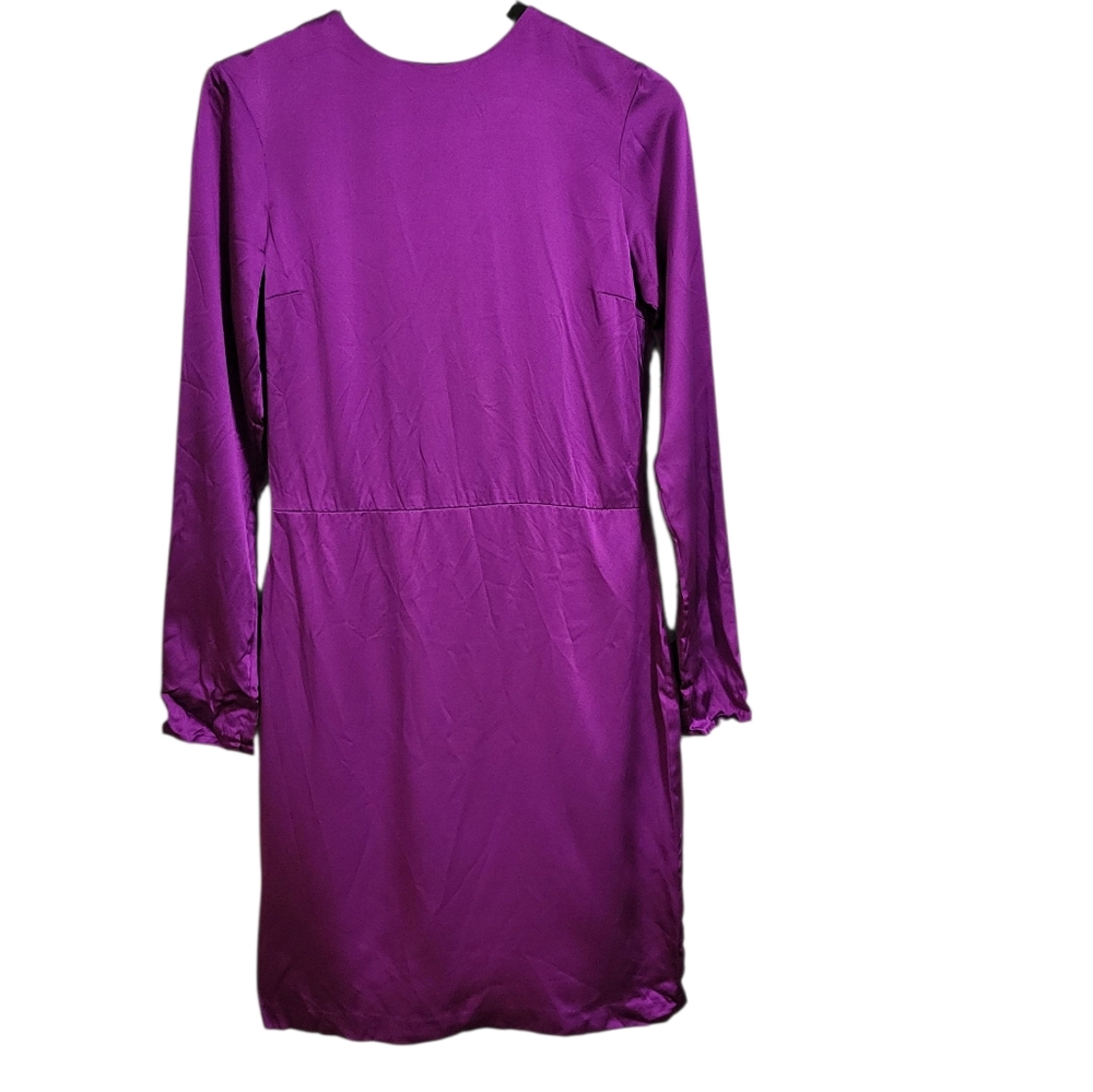 Adam Lippes Silk Fuschia Long Sleeve Dress